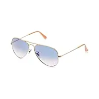 ray-ban lunettes de soleil aviateur classique dans arista or cristal bleu dégradé rb3025 001/3f 55, gold/crystal gradient light blue, 55