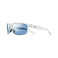 revo harnais : filtres polarisés uv, lunettes de soleil rectangulaires sport wrap, monture en cristal avec lentille blue water, 0 (re 4071)