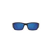 costa del mar lunettes de soleil rectangulaires corbina pour homme - noir mat/gris/bleu miroir - polarisées 580p, noir mat/gris/bleu miroir, polarisé 580p.