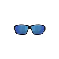 costa del mar tuna alley, lunettes de soleil homme, noir mat/gris/bleu miroir, polarisées 580p, 62 mm