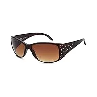 stylebreaker lunettes de soleil papillon pour dames avec strass et dégradé, forme papillon 09020055, couleur:monture marron / verre dégradé marron