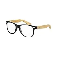 bamboo bois nerd lunettes de soleil rétro vintage unisexe avec charnière à ressort pour hommes & femmes (bamboo - transparent)