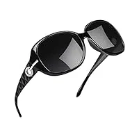 joopin lunettes de soleil polarisantes surdimensionnées pour femmes protection uv400 lunette de soleil à large monture lunettes solaires vintage fashion noir