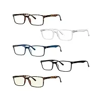 eyekepper lot de 5 lunettes ordinateur/lunettes de vue - elegant qalite charniere a ressort +4.00