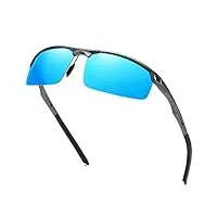 duco lunettes de soleil polarisées incassables uv400 lunettes de soleil hommes pour sports de plein air lunettes de soleil avec verres colorés 8550 (cadre gunmetal lentille bleue)