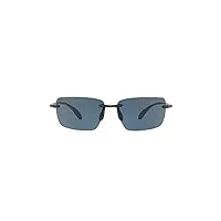 costa del mar gulf shore lunettes de soleil rectangulaires pour homme noir/gris brillant polarisé 580p, 66 mm