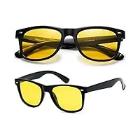 polarspex lunettes de soleil rétro pour homme, lunettes de soleil polarisées pour femme, nuances cool pour conduite, pêche, noir | jaune de conduite de nuit, large