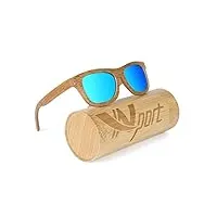 ynport crefreak lunettes de soleil classique en bambou carbonisé pour homme/femme monture complète, lunettes vintage, flottantes, polarisées