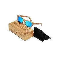 naudamp lunettes de soleil en bambou carbonisées pour hommes/femmes lunettes de soleil vintage flottantes polarisées avec cadre complet sports nautiques et activités de plein air