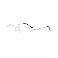 eyekepper lunettes de vue - monture metal et titane - pont souple - lunettes de lecture demi-cerclee pour hommes femmes (argent,+0.00)