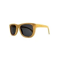 okulars® natural bambou - lunettes de soleil en bois pour homme & femme, fait à la main - taille unique - lentilles polarisées miroir -protection uv400 - cat.3 (noir)