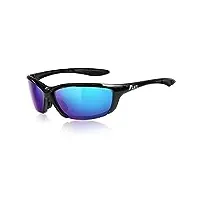 icecube sportech lunettes de soleil sport – protection uv400 polarisée, monture légère – idéales pour golf, chasse, course, conduite & vélo – pour hommes et femmes (s.blk/blue)