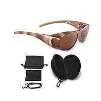 falingo sur-lunettes solaires lunettes de soleil à porter sur des lunettes flexi edition polarisées uv 400 (beige, marron)
