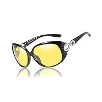 duco lunettes de conduite de nuit hd pour femmes, lunettes de soleil jaunes ovales et élégantes, anti eblouissement 1220 (noir)