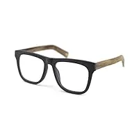 j&l glasses retro lunette de vue femme homme unisexe, vintage lunettes, lentille claire, bois style (black,brown)