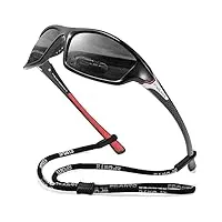 lunettes de soleil polarisées pour hommes, cyclisme, conduite, pêche, protection uv 100%, cadre noir a2/lentille grise, normal