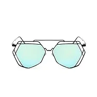 lunettes de soleil nouvelle personnalité lunettes lunettes gravure rétro boîte métal fashion les arêtes des verres diamond, black box/blue chip