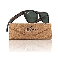 glozzi lunettes de soleil en bois de bambou pour hommes et femmes polarisées uv400 - marron
