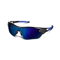 bea cool lunettes de soleil polarisées pour homme et femme - pour le cyclisme, la course, la pêche, le golf, la moto, le baseball, le tac, bleu/noir, einheitsgröße