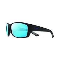 revo lunettes de soleil dexter : lentille en verre cristal polarisé pour homme avec grand cadre enveloppant carré, cadre noir mat avec lentille bleue h20
