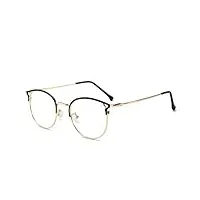 sagiusdm femmes bleue blocage lunettes ordinateur oeil de chat anti rayons bleus lunettes de vue des femmes unie miroir lunettes de vue cadre lunettes, or noir