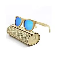 chengbeautiful lunettes de soleil unisexe extérieur uv protaction colorés lentilles lunettes lunettes main jambes bambou polarized lunettes de soleil (color : blue, size : one size)