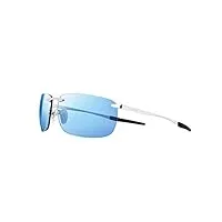 revo lunettes de soleil descend z : verres polarisés sans monture avec branches en acier inoxydable, monture en chrome satiné avec verres blue water