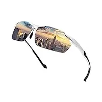 yimi lunettes de soleil polarisées de sport pour homme et femme pour cyclisme, conduite, pêche, golf, protection uv400, lunettes rétro anti-reflets, 8016-monture noire verres bleus, taille unique