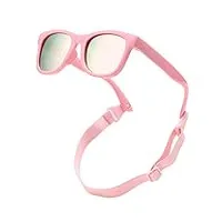 coasion lunettes de soleil polarisées pour bébé - protection uv400 - cadre en silicone avec lunettes de soleil pour bébé de 0 à 24 mois, c5* miroir rose/rose, s