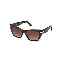 tom ford lunettes de soleil wyatt ft 0871 dark havana/brown shaded 56/15/140 femme