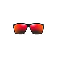 maui jim alenuihaha, lunettes de soleil mixte, rouge bordeaux rayé/lave hawaïenne polarisée, l