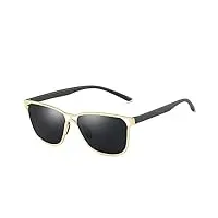 asrg lunettes de soleil noir/gris/or business exquisite lunettes de soleil lentille bleu lunettes de soleil hommes conduite conducteur polarisé (couleur : or)