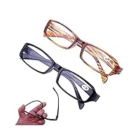 junz 2 paquet lunettes de vue lecture pour hommes et femmes,lecteur anti-éblouissant de jeu d'ordinateur de cadre rectangulaire classique,noir,brun,+1,0, 1,5, 2,0, 2,5, 3,0, 3,5