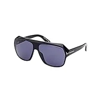 tom ford lunettes de soleil hawkings-02 ft 0908 shiny black/blue 62/13/135 homme