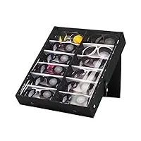 boîte de rangement de lunettes, lunettes de soleil élégantes organisateur 12 slots lunettes de vue affichage stand stand lunettes lunettes lunettes titulaire boîte de rangement boîte de rangement Élég