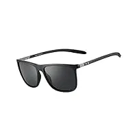 zenottic lunettes de soleil polarisées pour homme en fibre de carbone lunettes de soleil carrées conduite pêche golf sport protection uv400, cadre noir, lentille grise