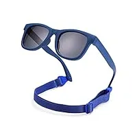 coasion lunettes de soleil polarisées pour bébé - protection uv400 - cadre en silicone avec lunettes de soleil pour bébé de 0 à 24 mois, c3 bleu foncé/gris, s