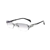 lunettes de lecture tendance sans cadre en titane pour hommes, lunettes de vue d'ordinateur élégants anti lumiere bleue, presbytie lunettes anti fatigue/anti reflets (color : grey, size : 2.75x)