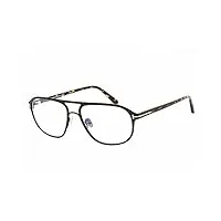 tom ford ft 5751 -b 001 lunettes de soleil noir brillant havane foncé logo t bleu