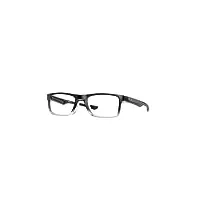 oakley plank 2.0 ox8081 lunettes de vue rectangulaires pour homme et femme + kit d'entretien iwear, noir poli et transparent décoloré, 53