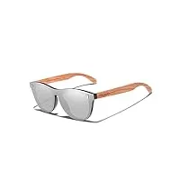 kingseven bubinga lunettes de soleil polarisées design rétro vintage elégant pour hommes femmes, verres miroir b5510 (argent)