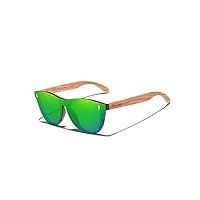 kingseven bubinga lunettes de soleil polarisées design rétro vintage elégant pour hommes femmes, verres miroir b5510 (vert)