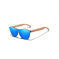 kingseven bubinga lunettes de soleil polarisées design rétro vintage elégant pour hommes femmes, verres miroir b5510 (bleu)