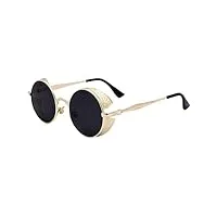 jycch lunettes de soleil steampunk rondes rétro pour hommes lunettes de soleil punk vintage lunettes cool pour femmes en plein air