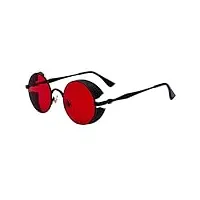 jycch lunettes de soleil steampunk rondes rétro pour hommes lunettes de soleil punk vintage lunettes cool pour femmes en plein air