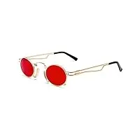 jycch lunettes de soleil steampunk rouges ovales steam punk métal femmes petites lunettes de soleil rondes hommes rétro cercle lunettes de soleil
