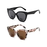 jm lunettes de lecture classiques lunettes de soleil élégantes cateye surdimensionnées pour femmes noir+tortue 2.5