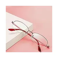 zjiex rouge lunettes de lecture sans cadre femmes lunettes de vue lecture mode hd lunettes d'intérieur anti-fatigue ovales 2.0/3.0 (size : 3.5x)