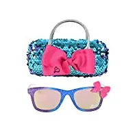 jojo siwa lunettes de soleil pour enfants avec étui à lunettes assorti et protection uv, paillettes bleues.