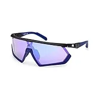 adidas homme sp0054 lunettes de soleil, noir mat/dégradé de couleur ou violet miroir
